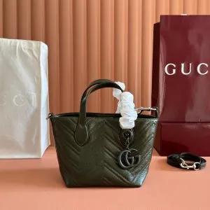 GUCCI GG MARMONT TOTE BAG 17 IN MOSS GREEN
