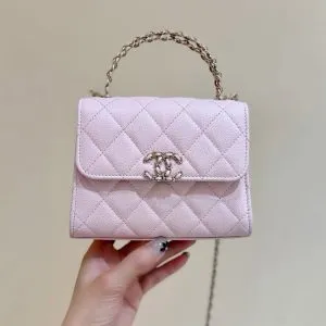 CHANEL 25S Double C Logo Diamond Shiny Calfskin